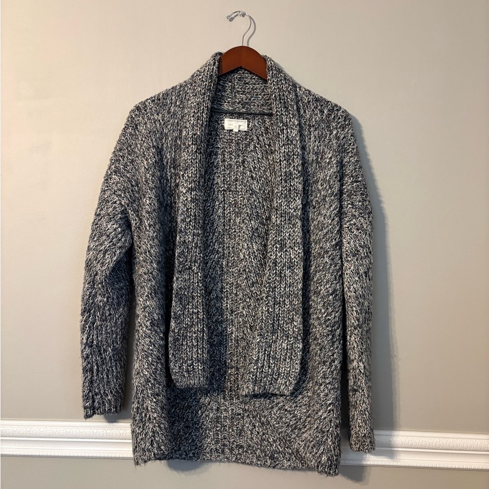 Lou & Grey XS Marled Chunky Knit Cardigan Shawl Collar Open Front Sweater